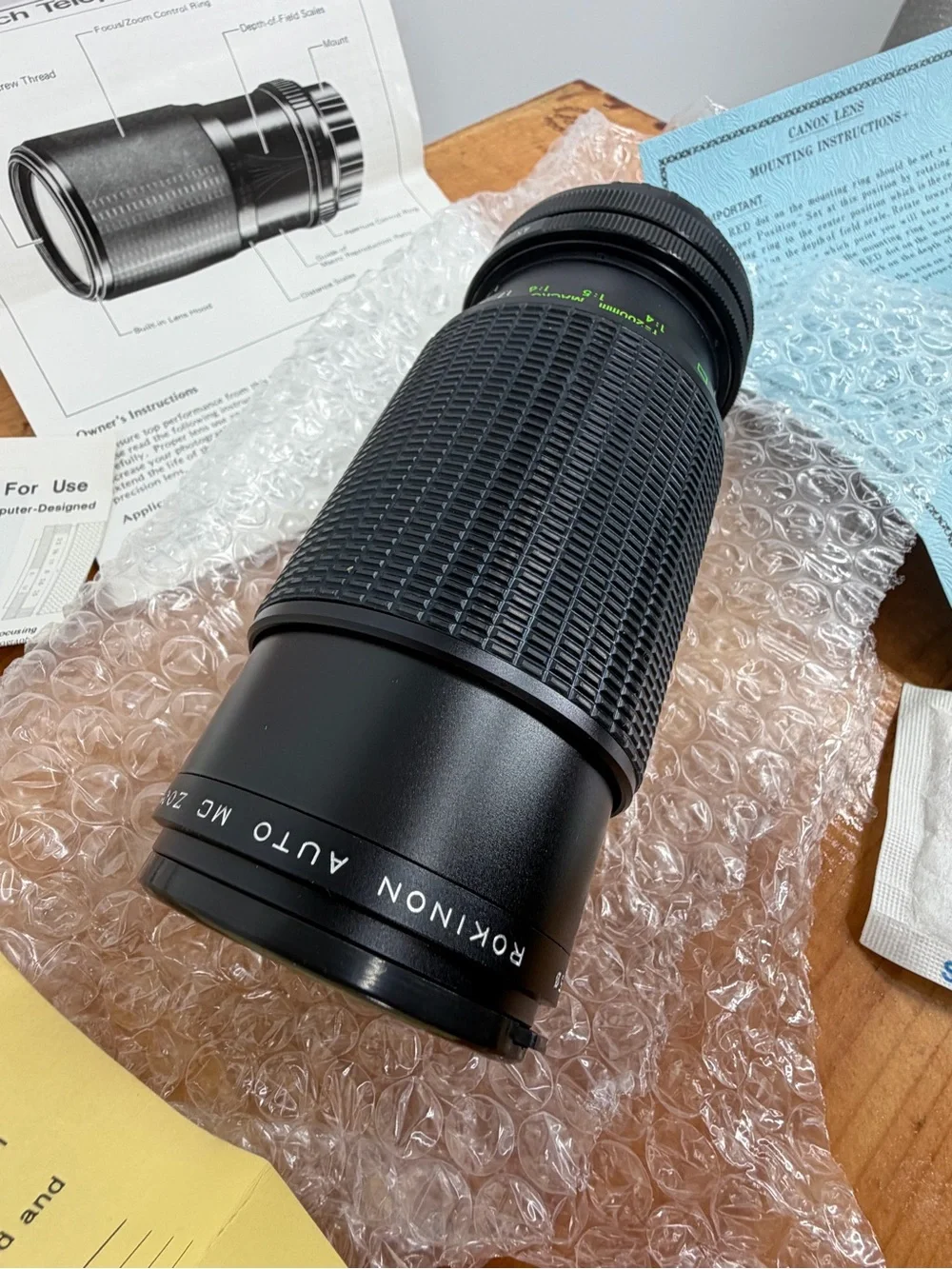 Vintage 70s 80s Rokinon 80-200mm f/4.5 Macro Zoom Lens Canon FD Mount AE-1 NOS